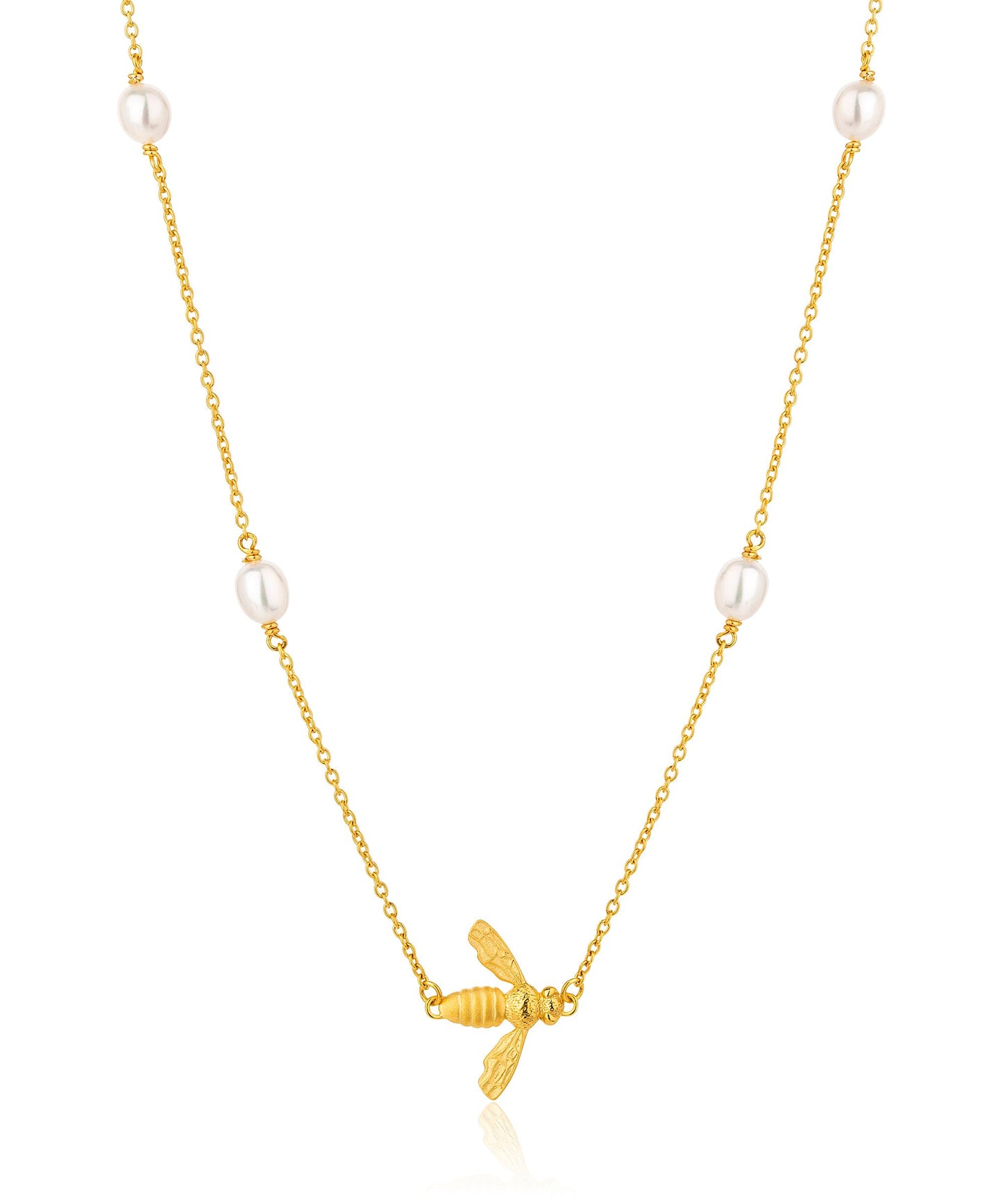 Flying bee gold necklace