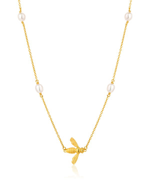 Flying bee gold necklace