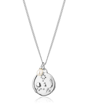 Pisces silver zodiac pearl necklace, 19/2-20/3