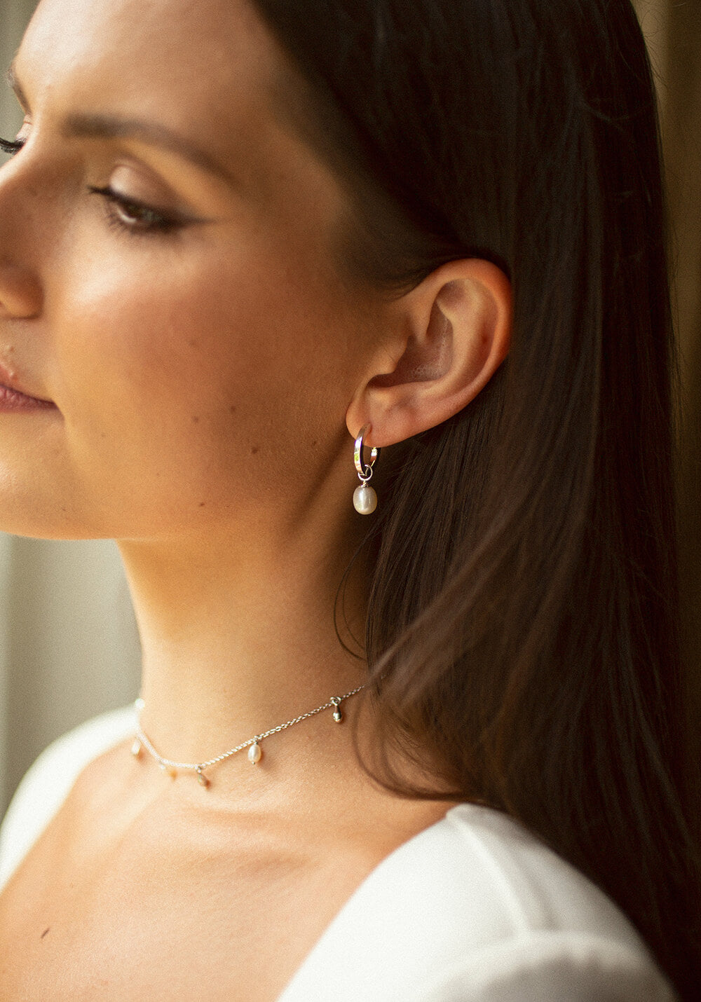 bride wearing lagertha choker and biography hoop