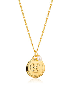 Pisces gold zodiac necklace