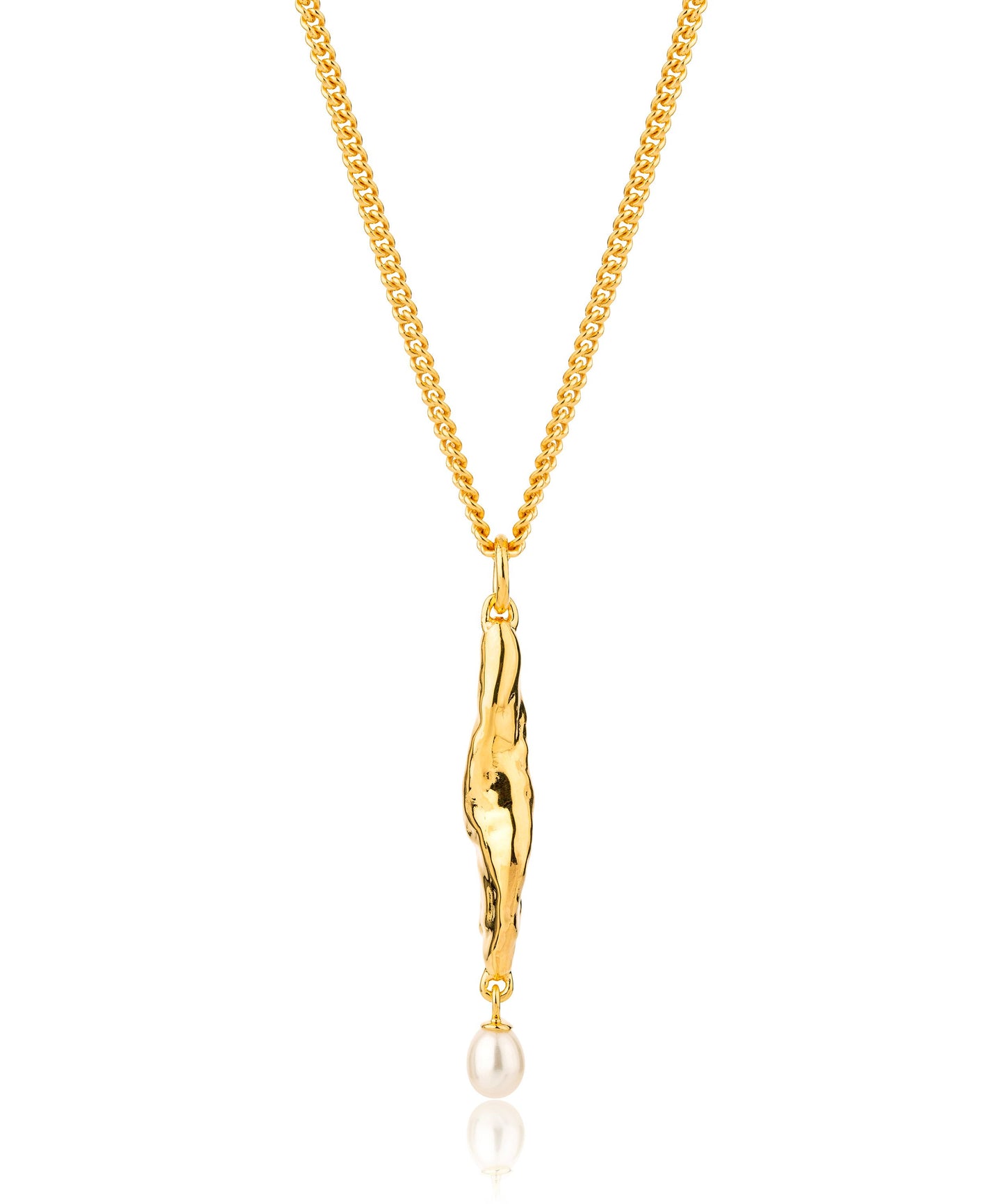 Siren mermaid and pearl drop gold pendant