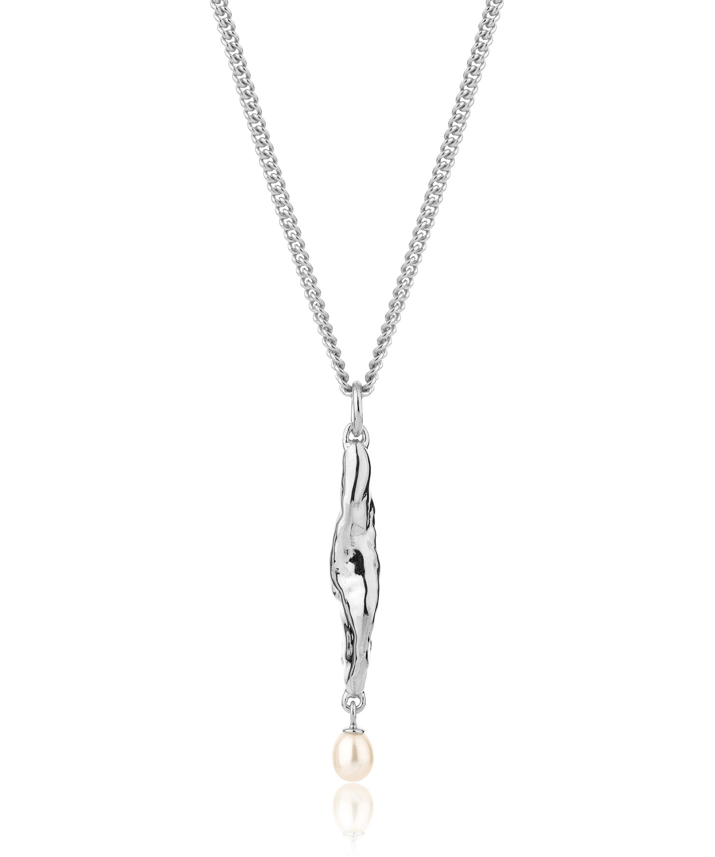 Siren mermaid and pearl silver drop pendant