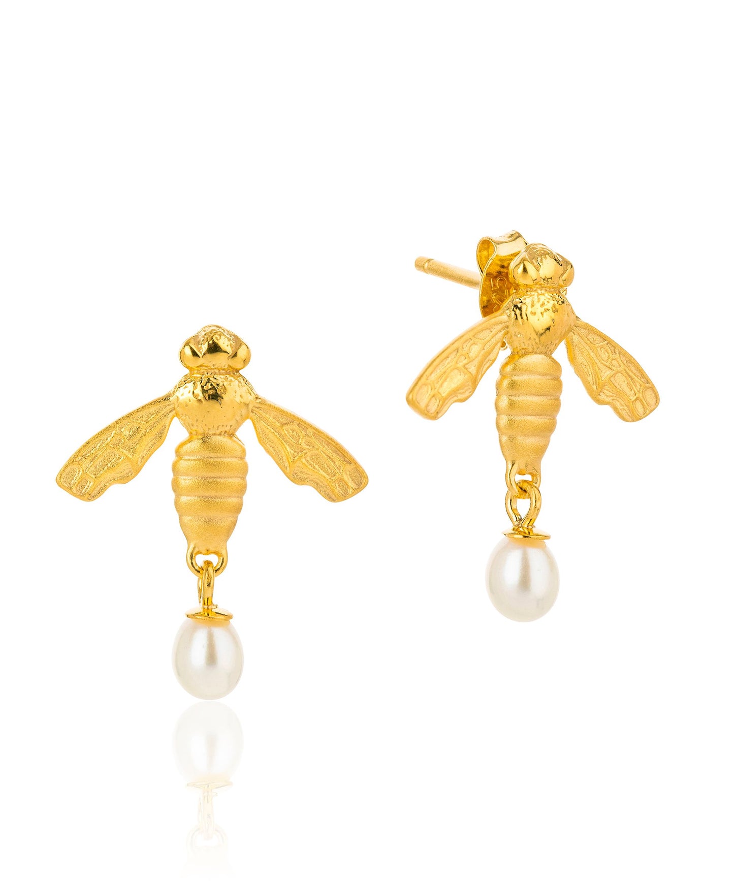 Flying bee gold stud earrings