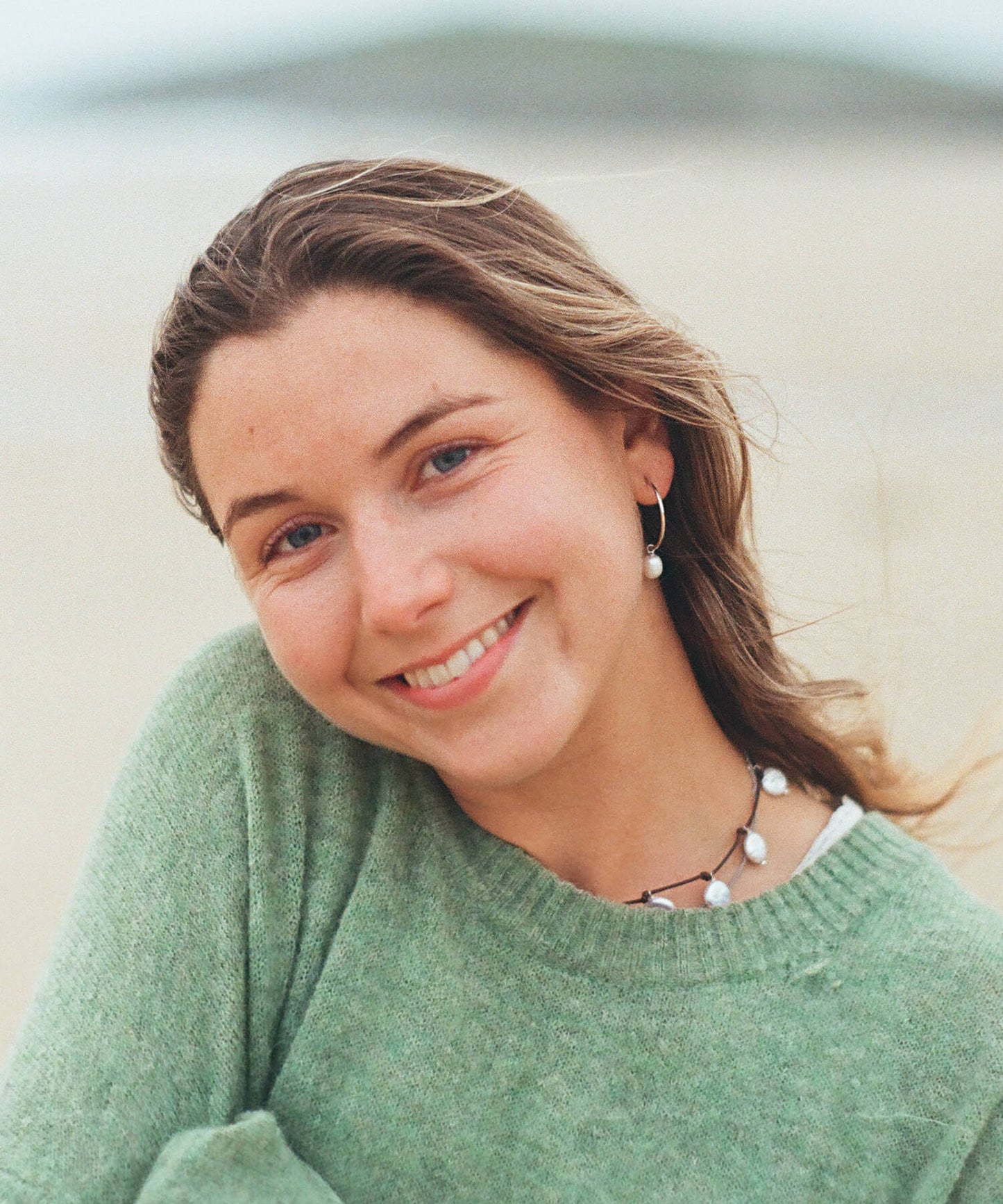 Coin Pearl charm adjustable cord necklace