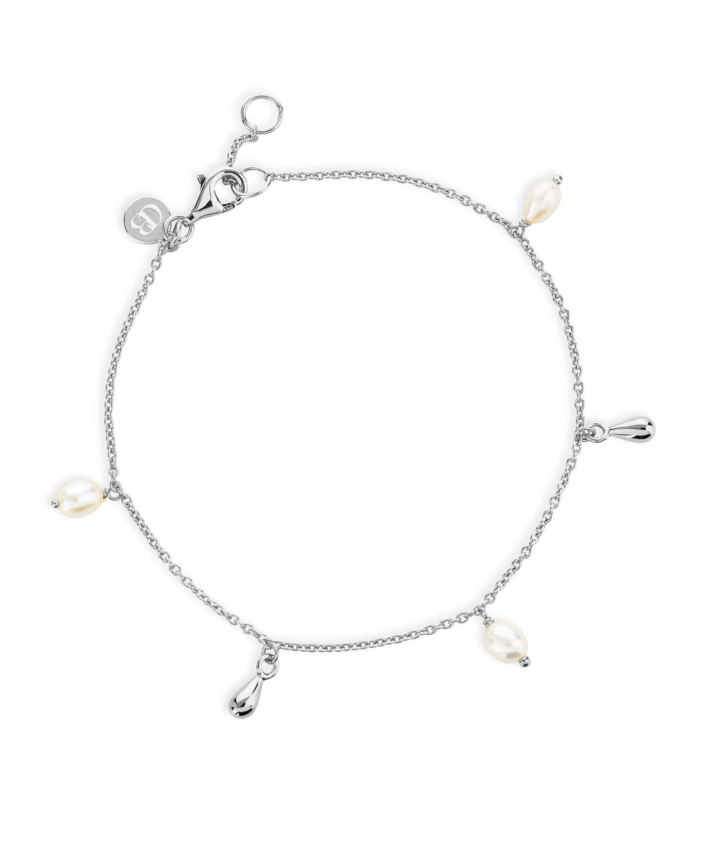 Lagertha silver and pearl charm bracelet