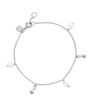 Lagertha silver and pearl charm bracelet