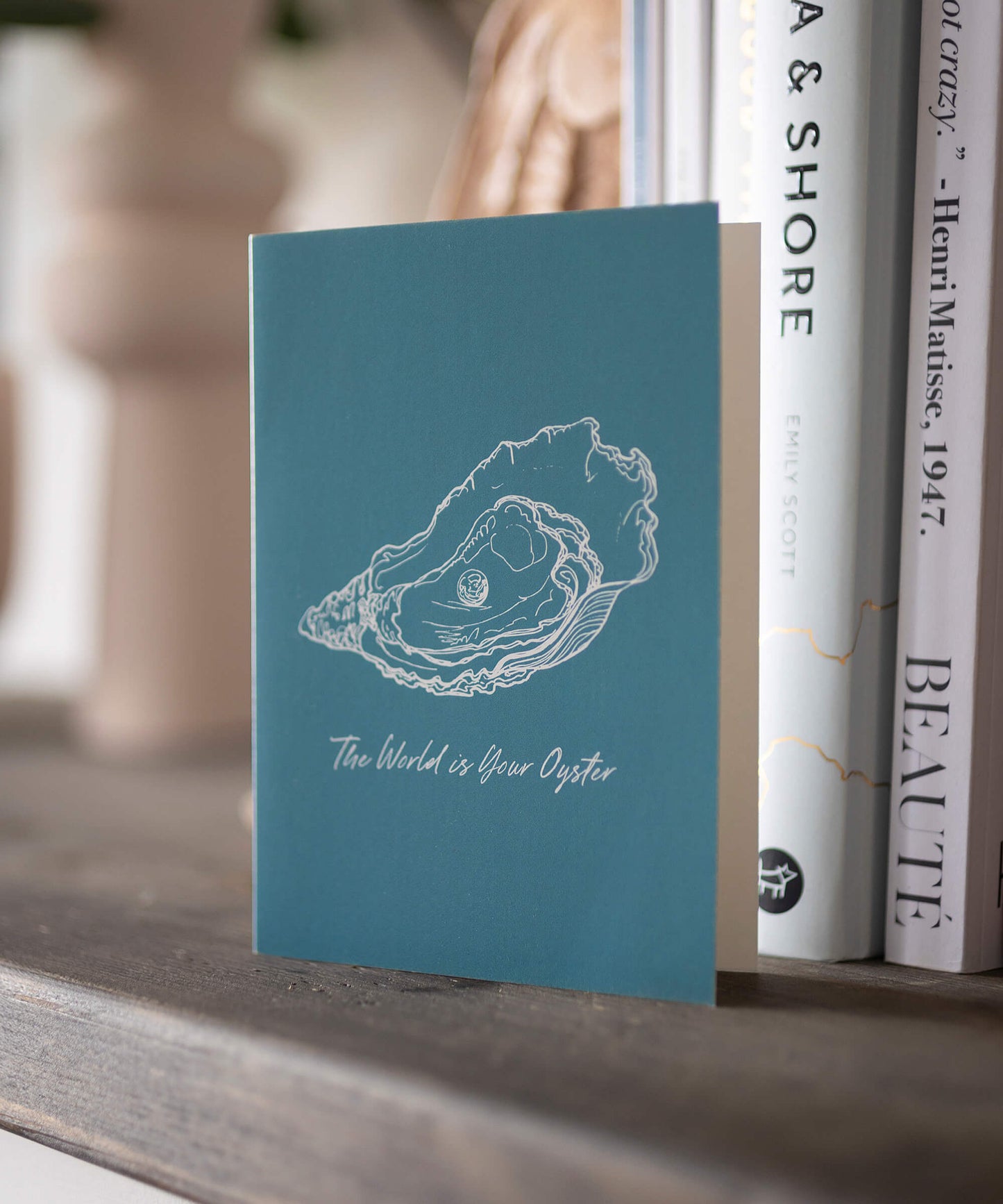 the world is your oyster illustrated handwritten gift card