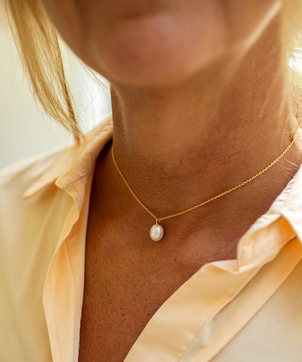 Gold Favourite Pearl Drop Necklace