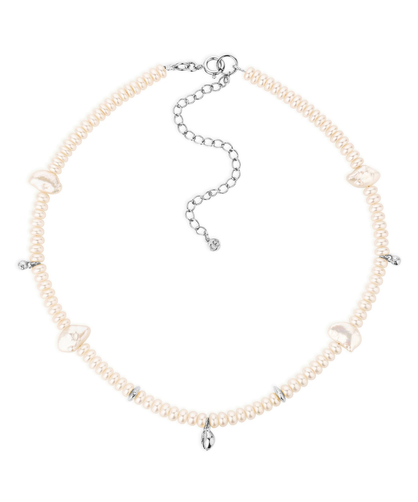 Reykjavik pearl silver choker with sea charms