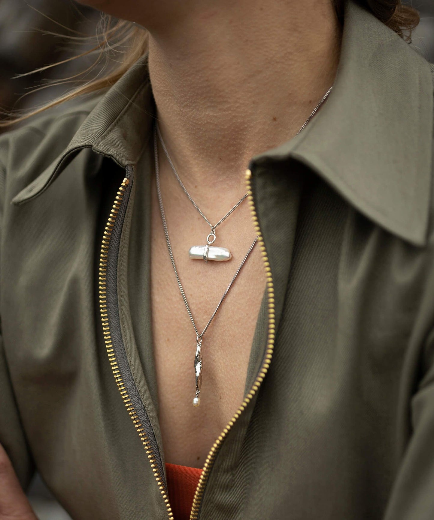 Reykjavik pearl toggle silver necklace