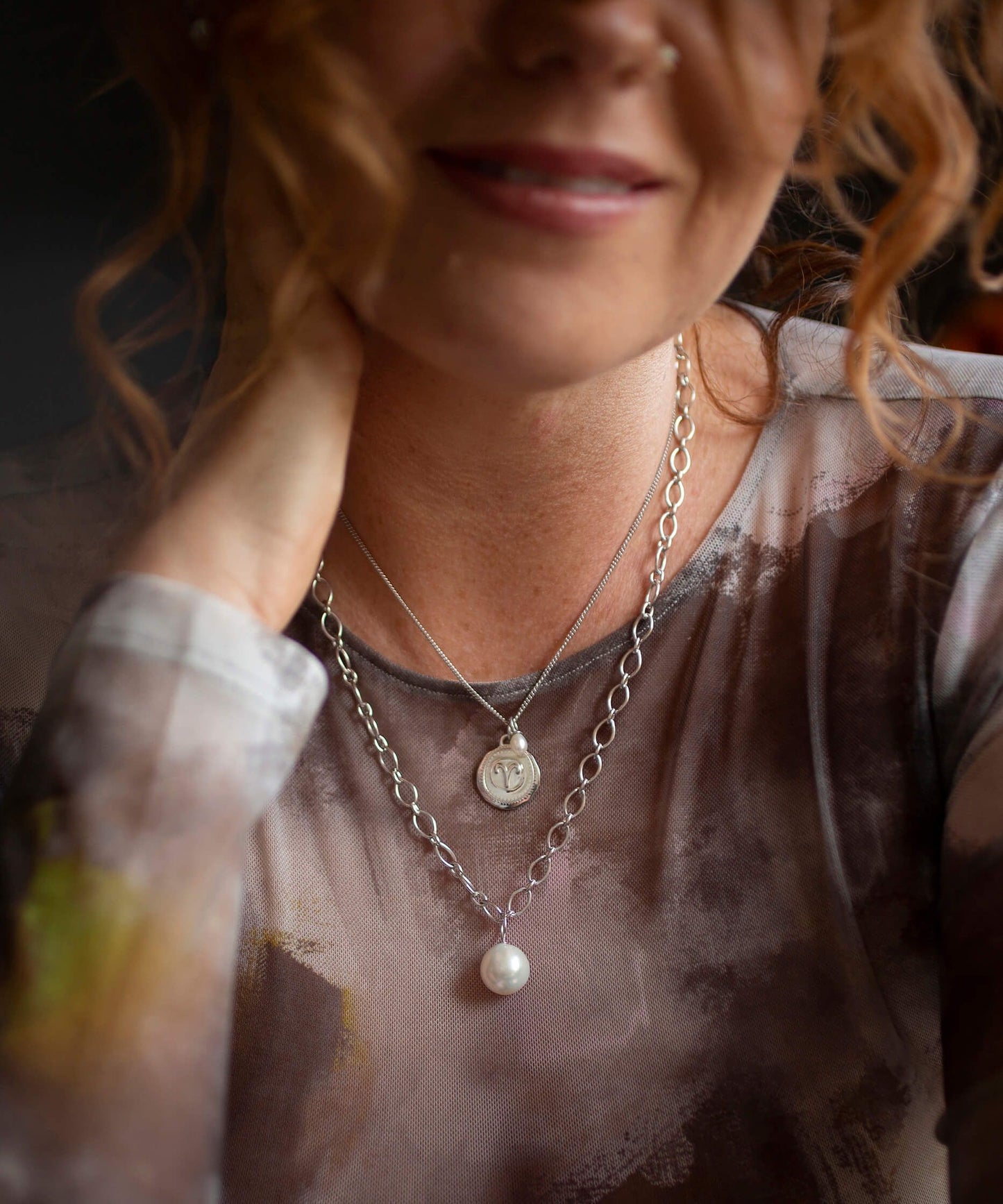 Aries silver zodiac necklace
