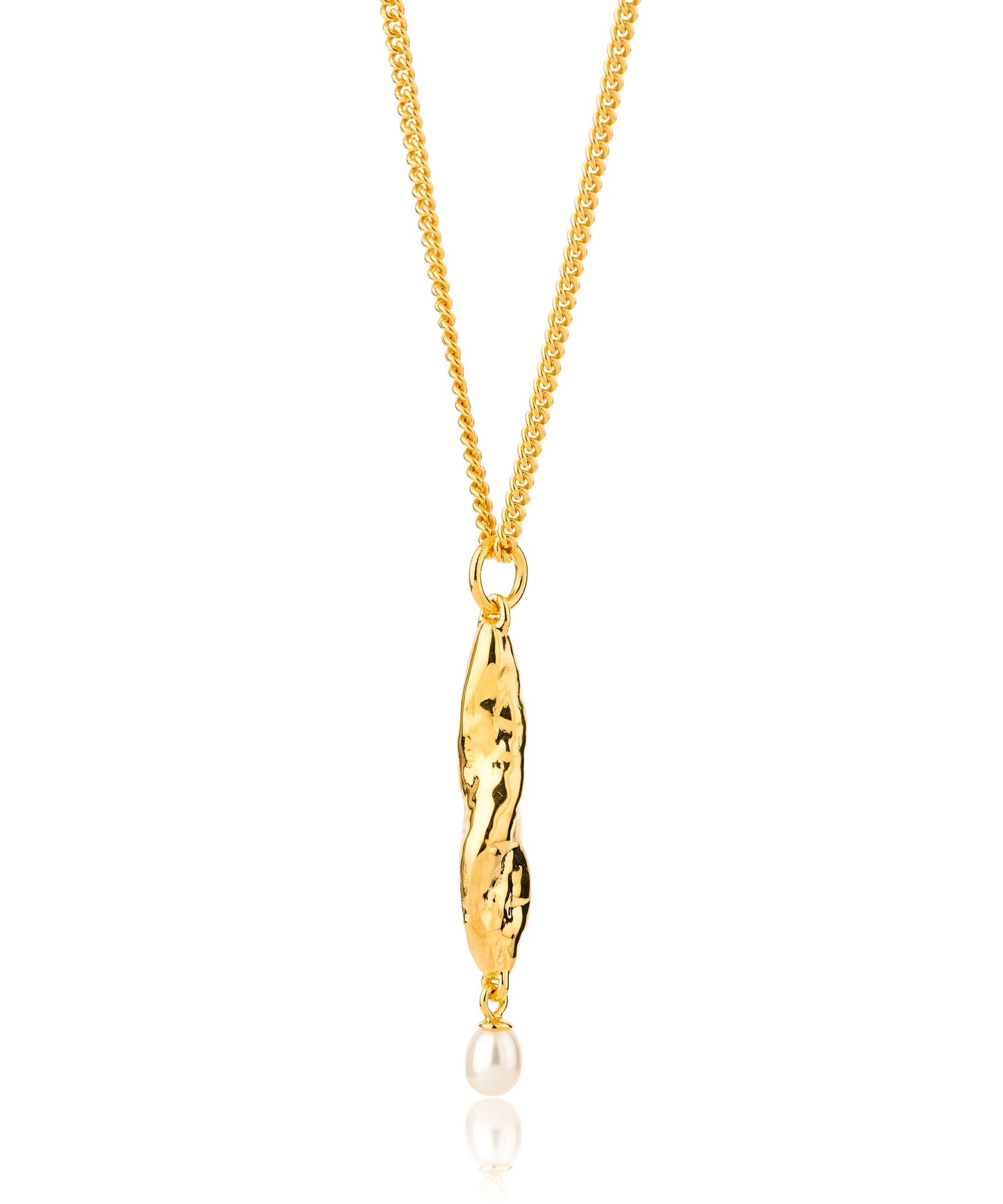 Siren mermaid and pearl drop gold pendant