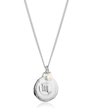 Scorpio silver zodiac pearl necklace