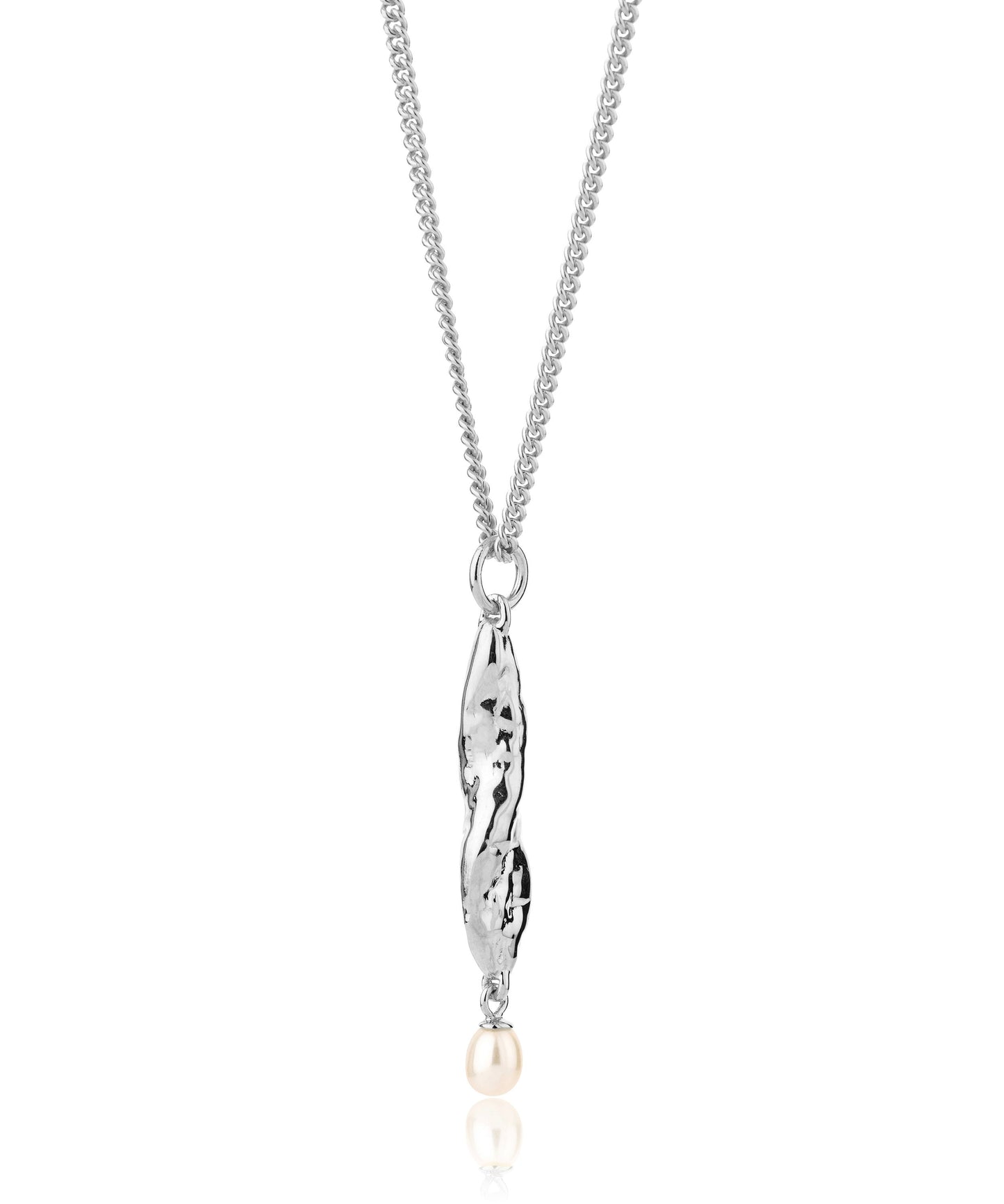Siren mermaid and pearl silver drop pendant