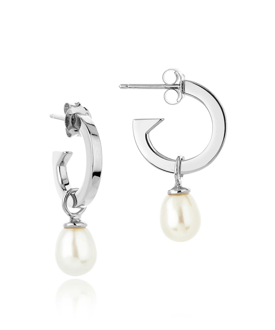 June Birthstone - Biography Pearl Silver Hoop Earrings
