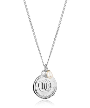Virgo silver zodiac pearl necklace