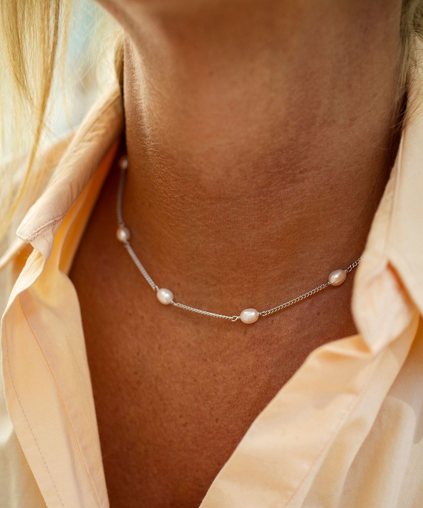 Favourite pearl and chain necklace