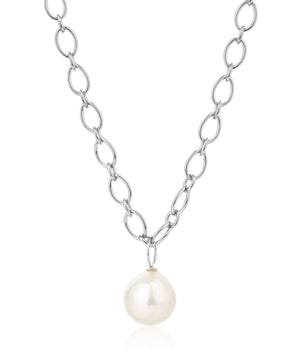 Coco Pearl power chain silver necklace