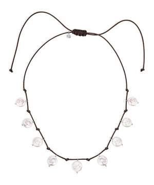Coin Pearl charm adjustable cord necklace
