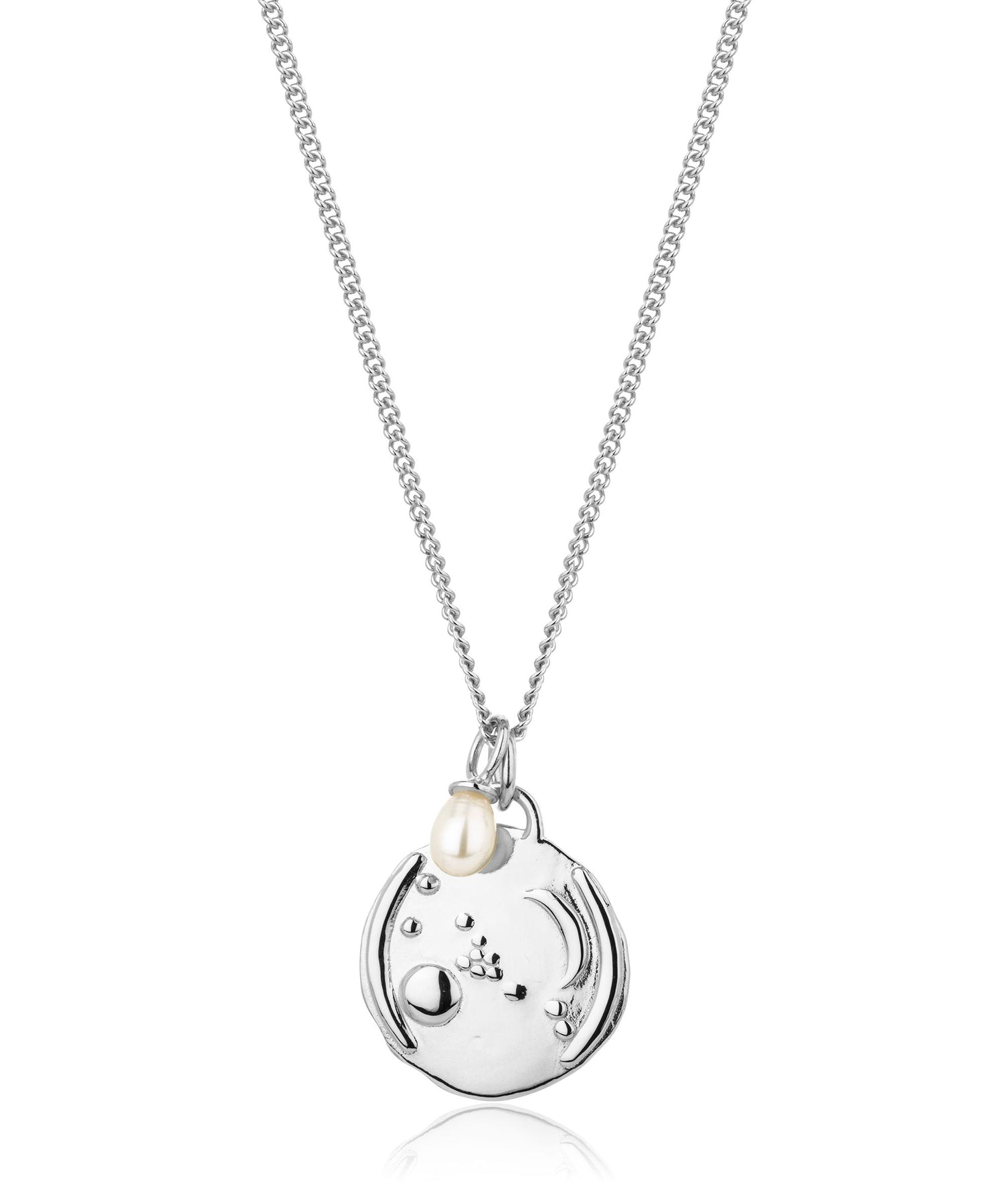 Taurus silver zodiac pearl necklace