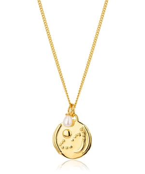 Scorpio gold zodiac pearl necklace