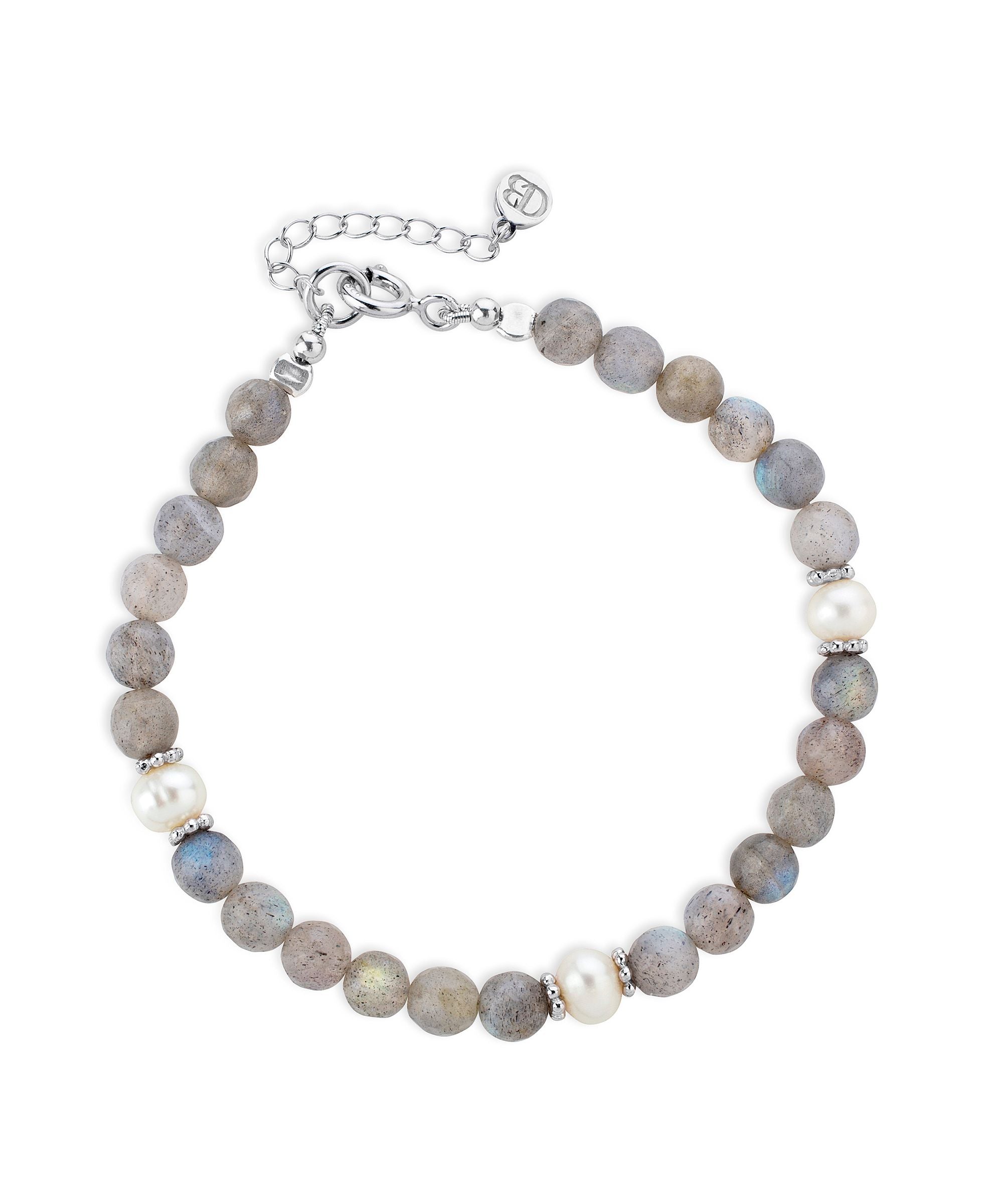 Labradorite (拉長石) & Mother of Pearl, Healing Crystal Bracelet