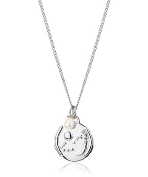Scorpio silver zodiac pearl necklace