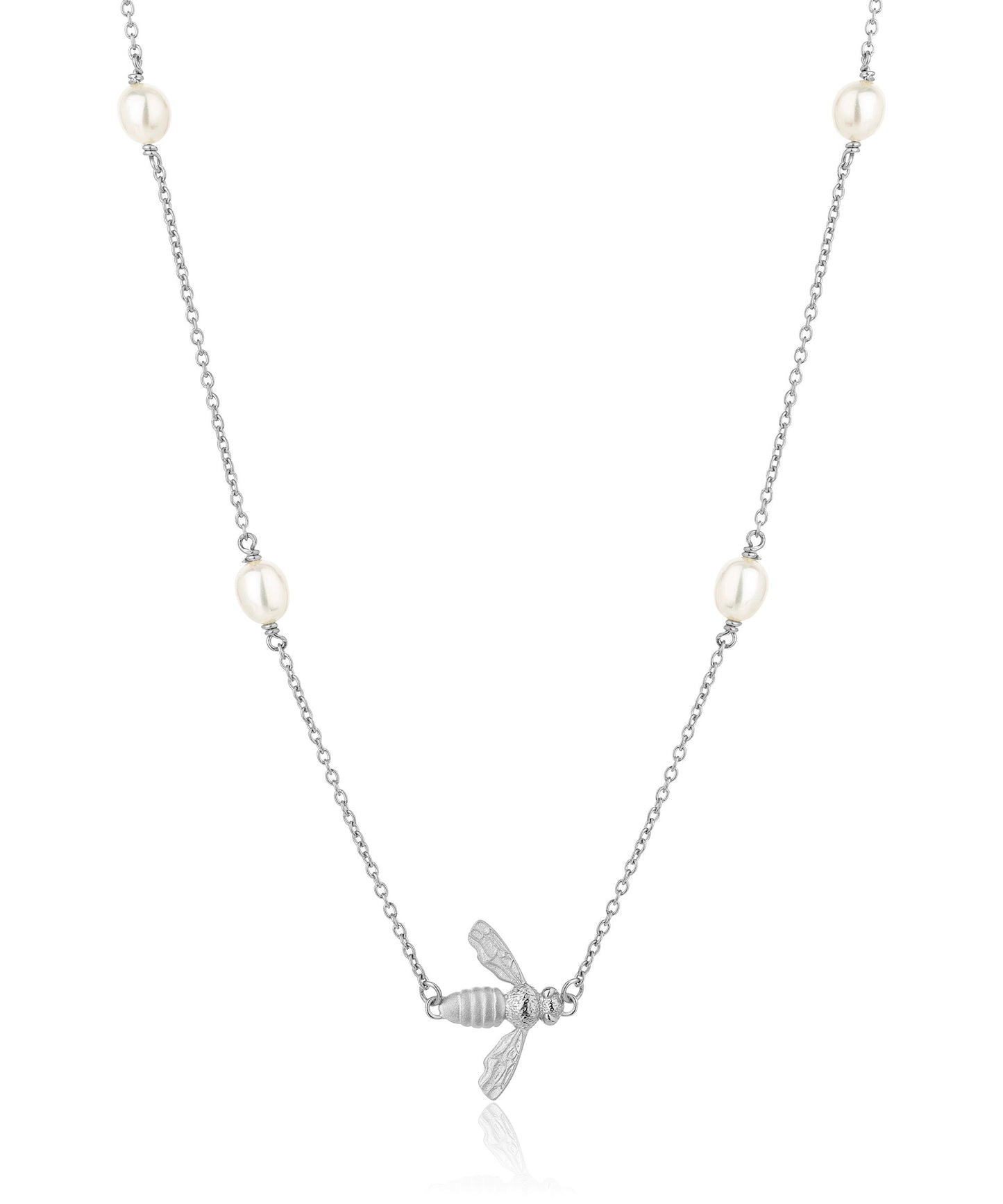 Flying bee silver necklace