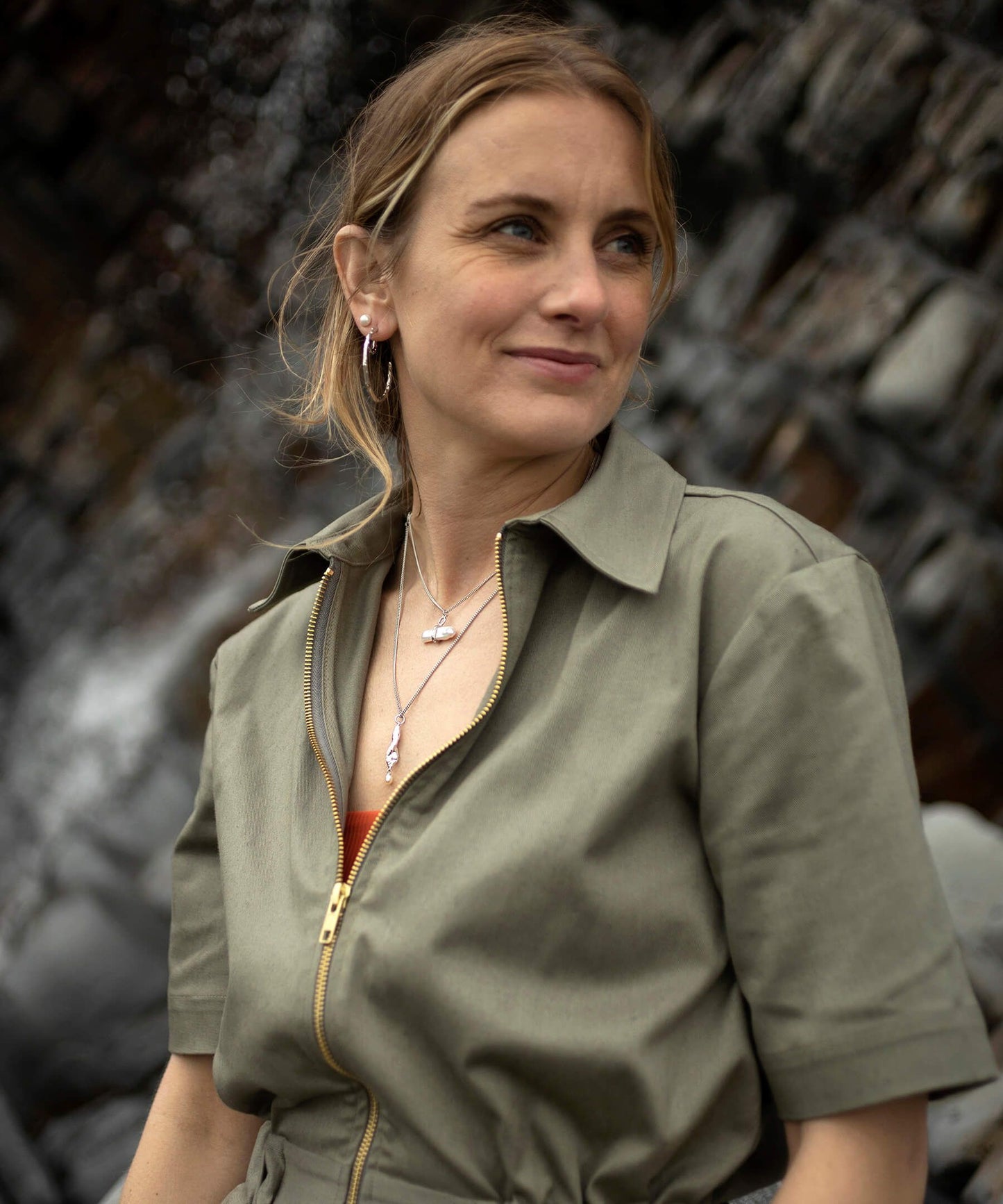 Reykjavik pearl toggle silver necklace
