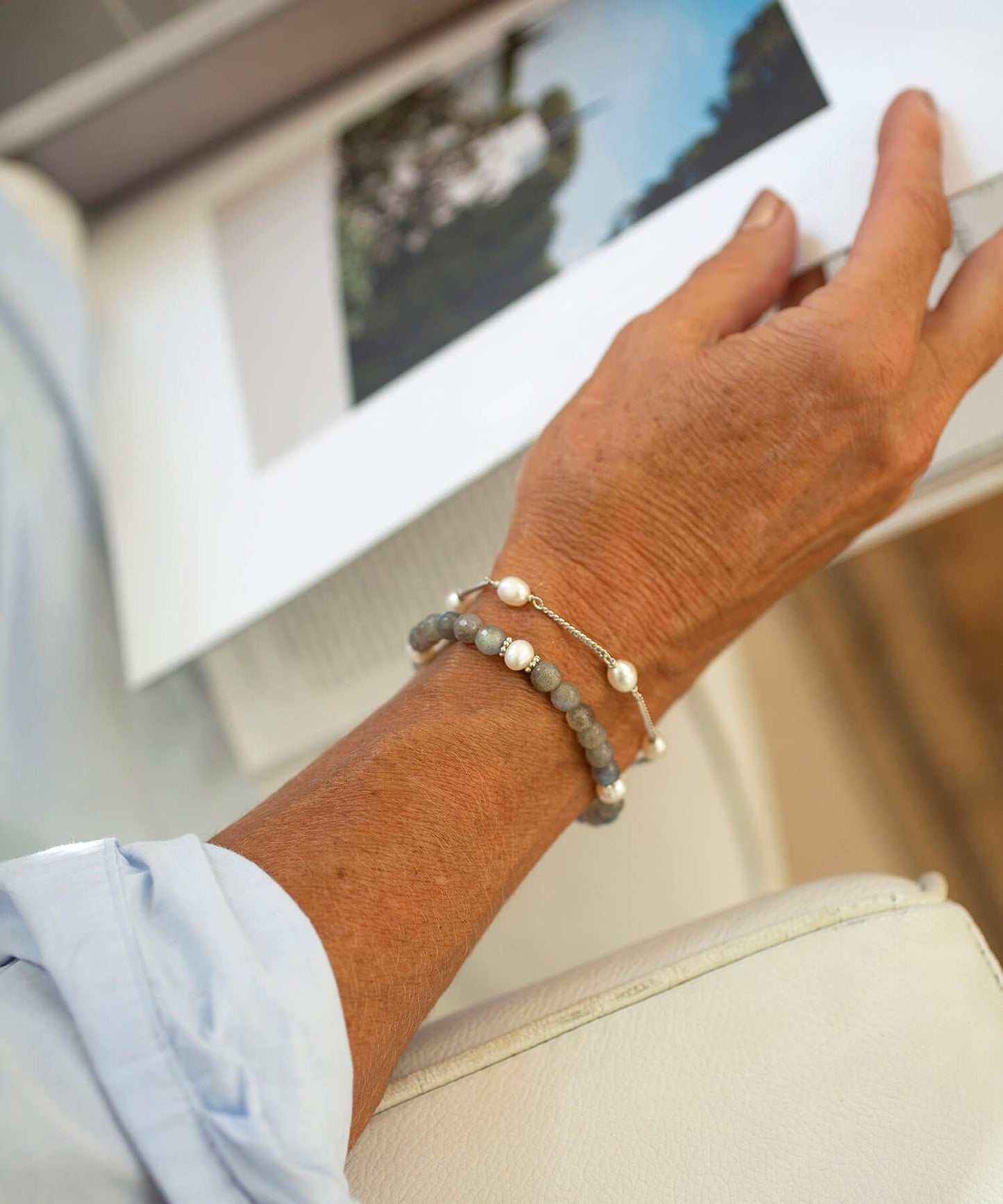 Favourite pearl and chain bracelet