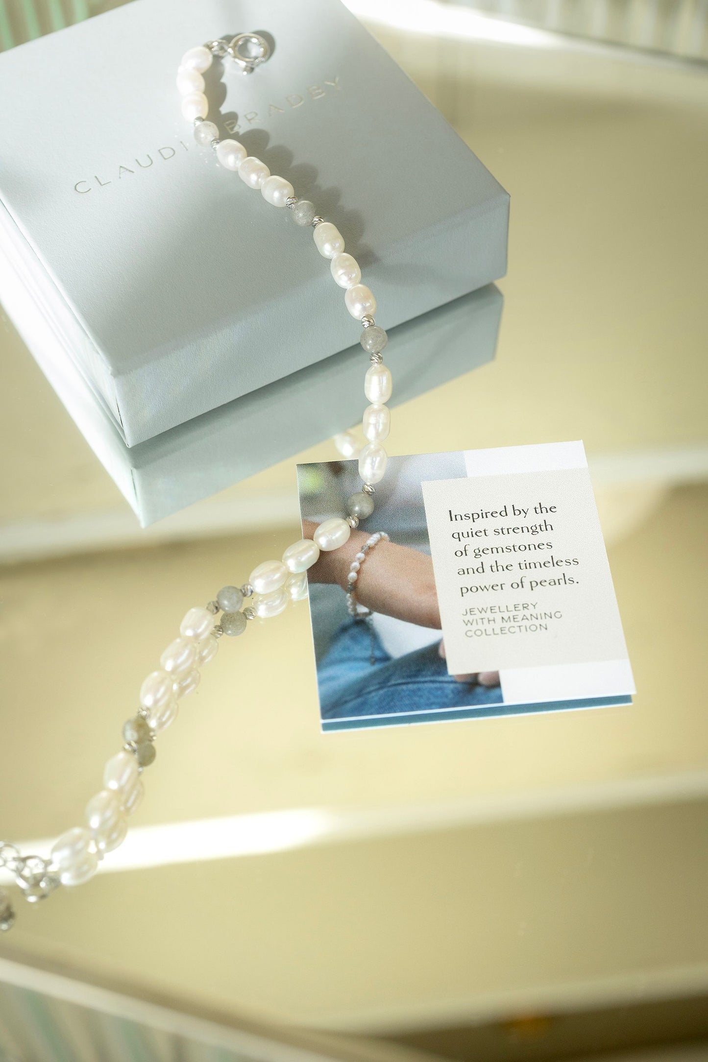 Pearl and Labradorite Eternity Protection Bracelet with story card