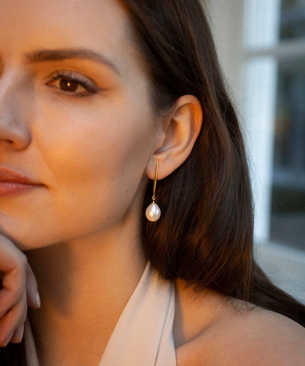 Coco epee gold drop earrings