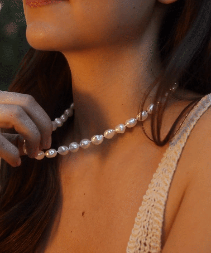 Baroque hand knotted pearl necklace
