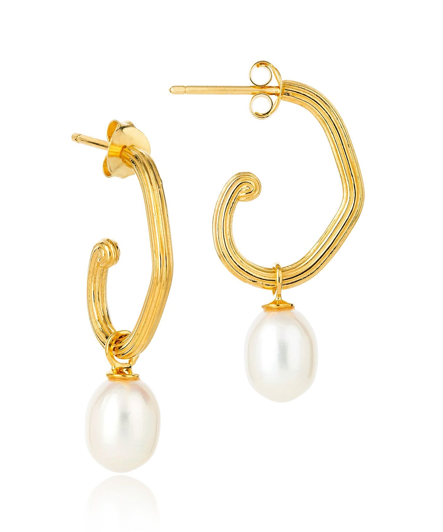 Unita organic pearl hoop earring, gold