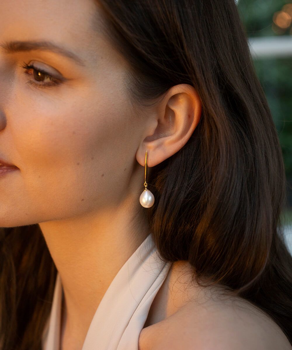 Coco epee gold drop earrings