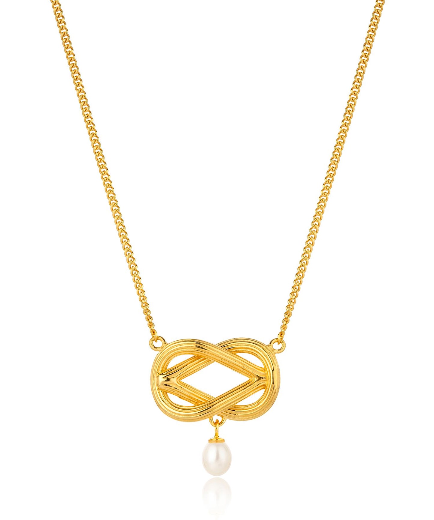 Love knot pearl necklace, gold