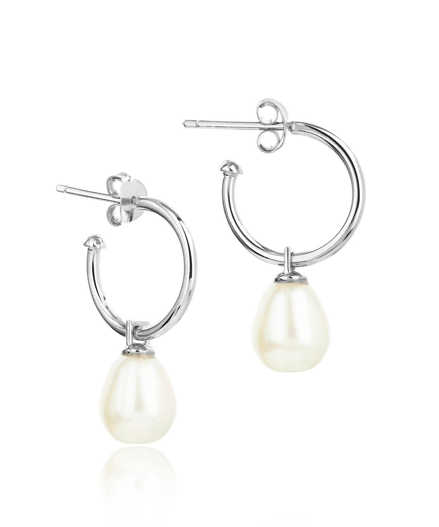 Small silver favourite pearl hoop earrings