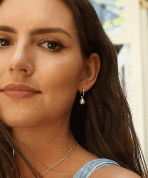 Small silver favourite pearl hoop earrings