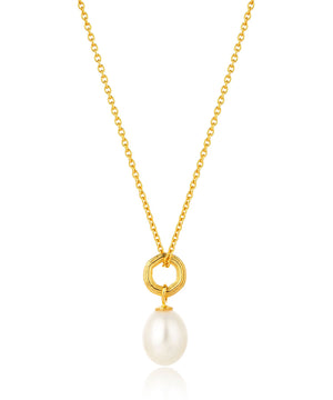 Unita organic pearl pendant, gold