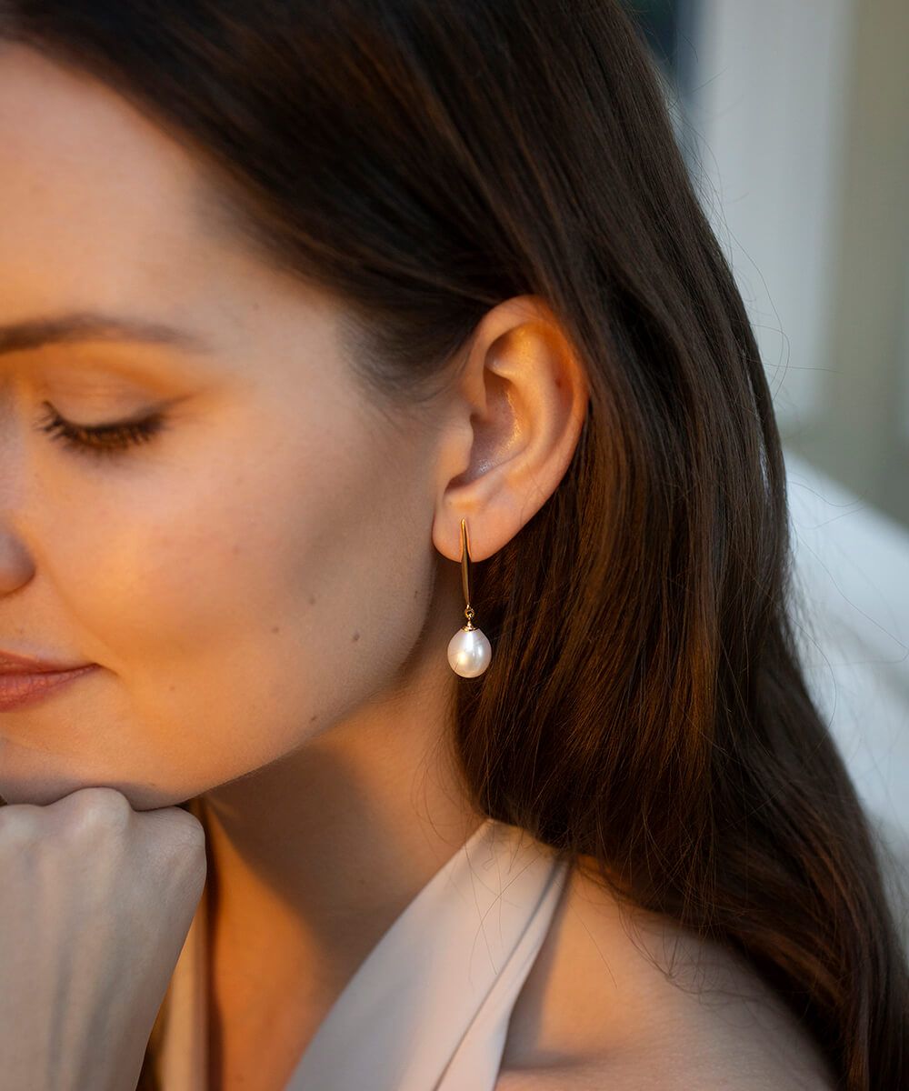 Coco epee gold drop earrings
