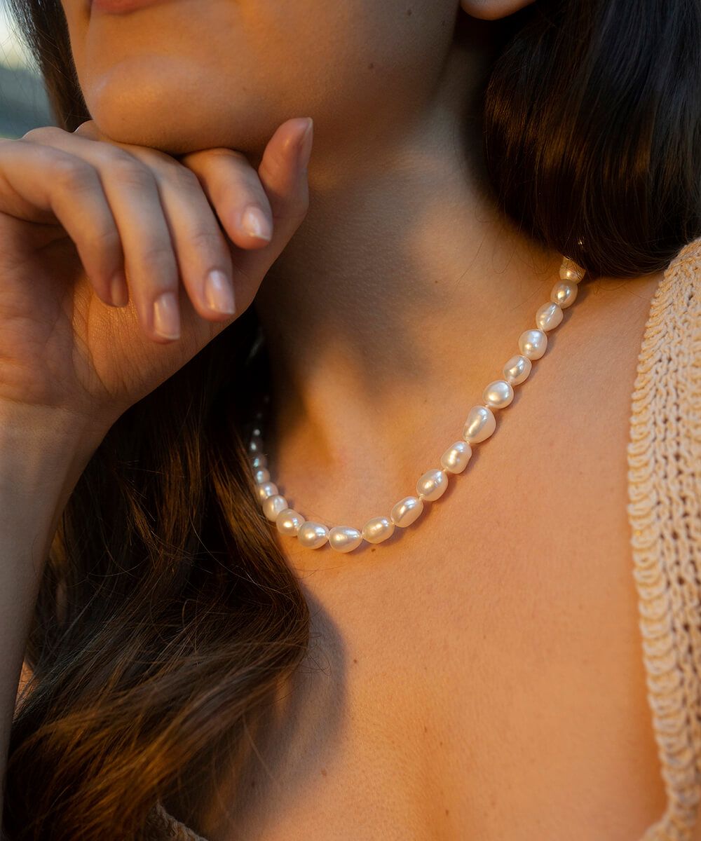 Baroque hand knotted pearl necklace