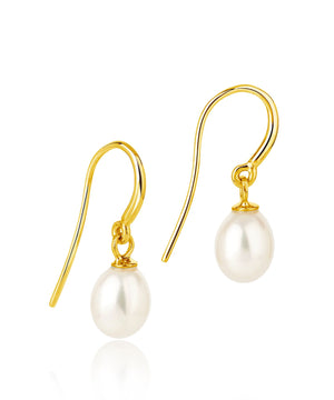 Classic pearl drop earring, gold