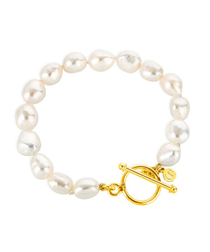 Coco baroque hand knotted pearl gold bracelet