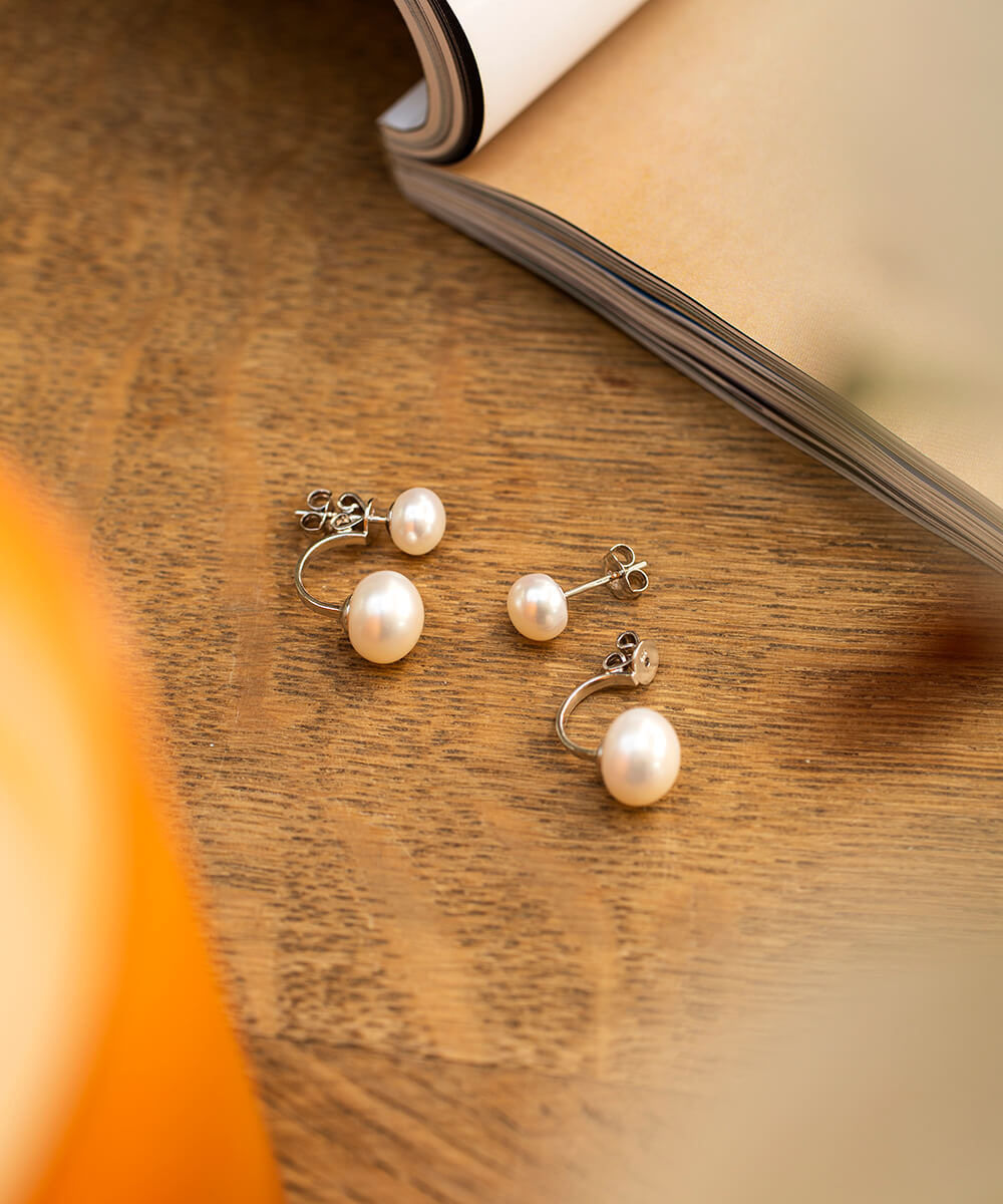 Duo Pearl silver Earrings