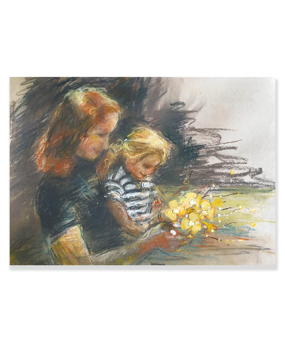 Handwritten Mother and Child Gift Card - original artwork print