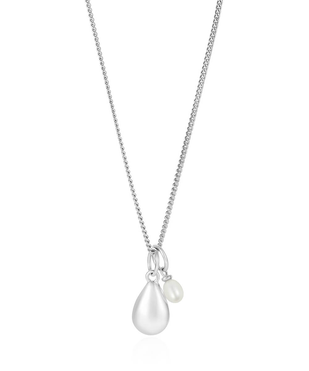 Mother and child silver pendant necklace