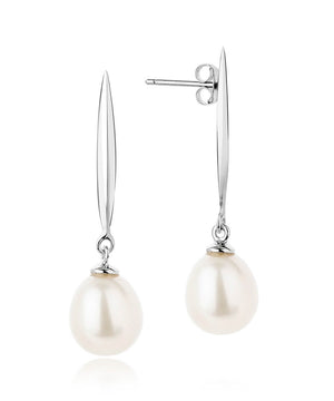 Coco epee pearl  silver drop earrings