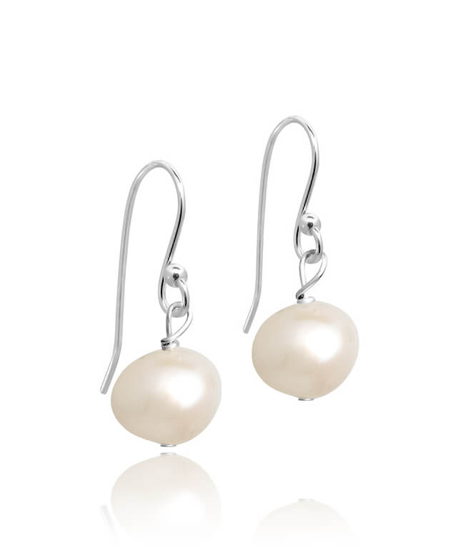 Essential silver  pearl drop earrings