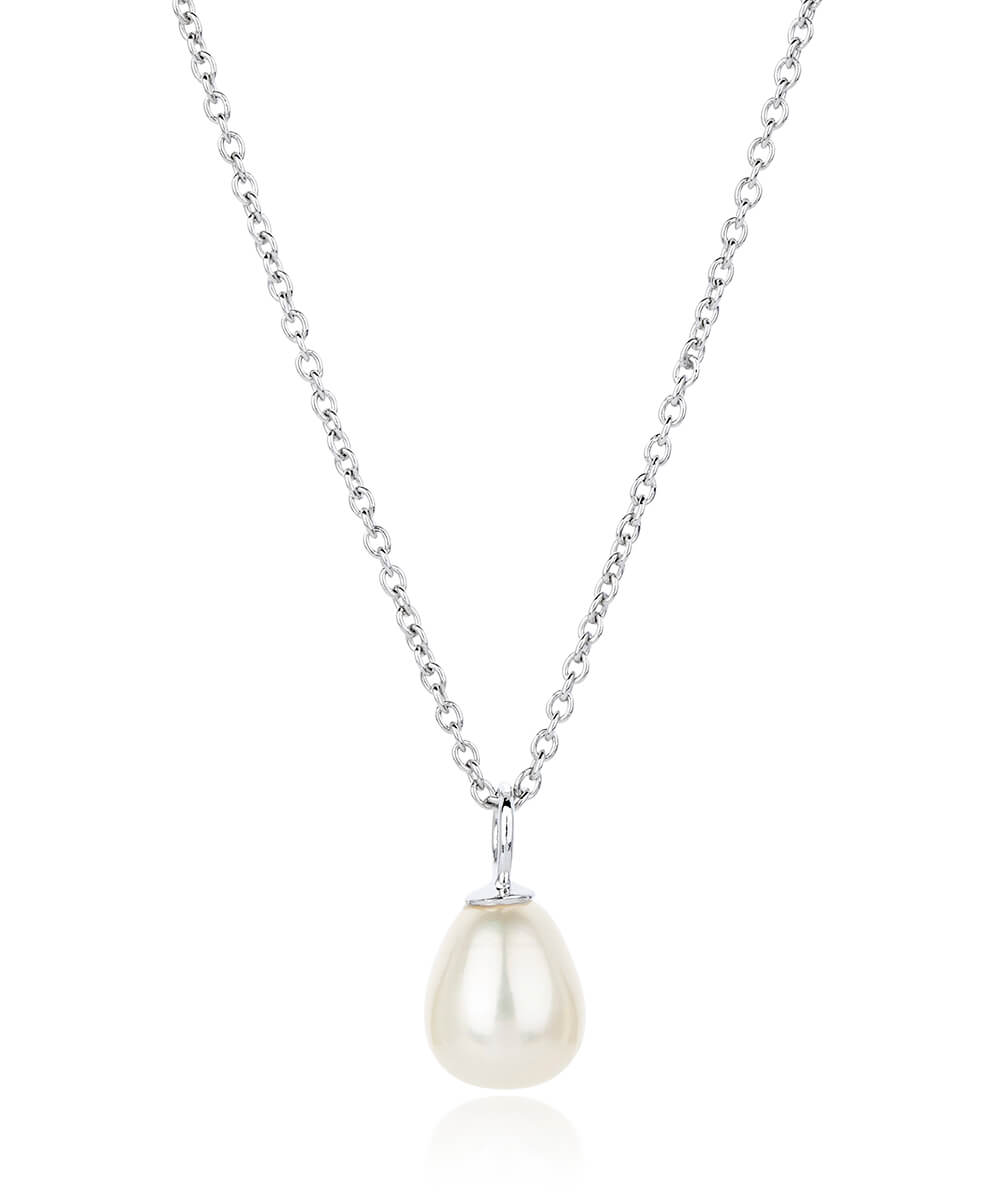 Silver Favourite Pearl Drop Necklace